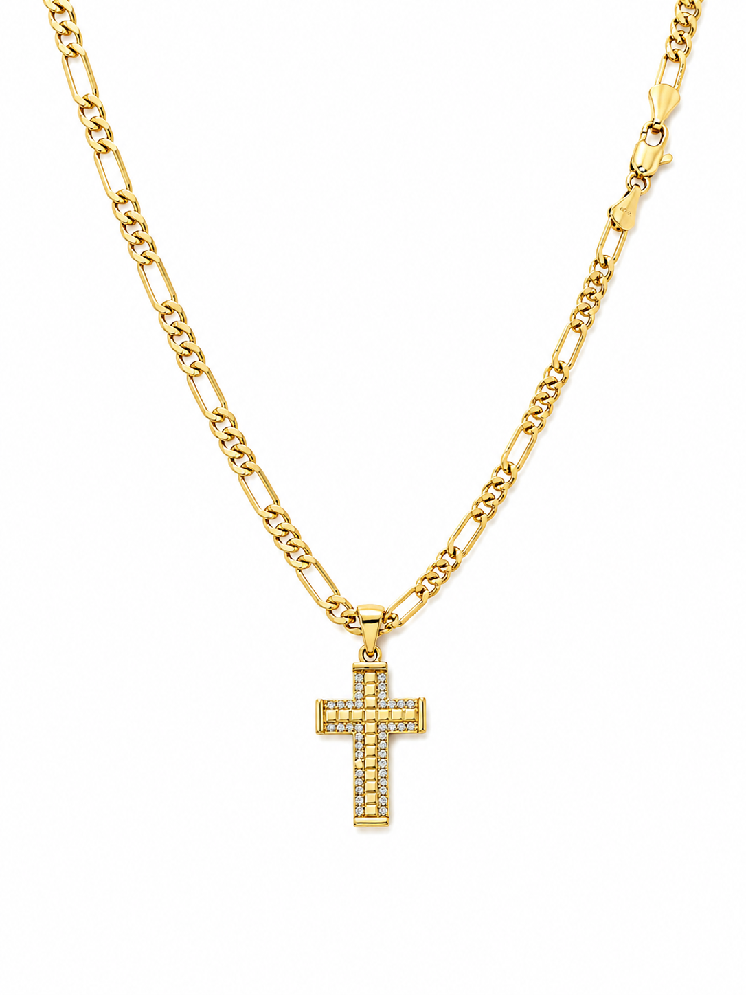 "The Sanctum" 5mm Figaro Cross Pendant 24” 14K Gold Filled Chain