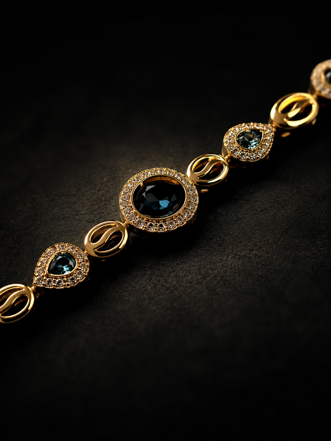 Blue Stone "Azure Royale" Iced 14K Gold Filled Bracelet
