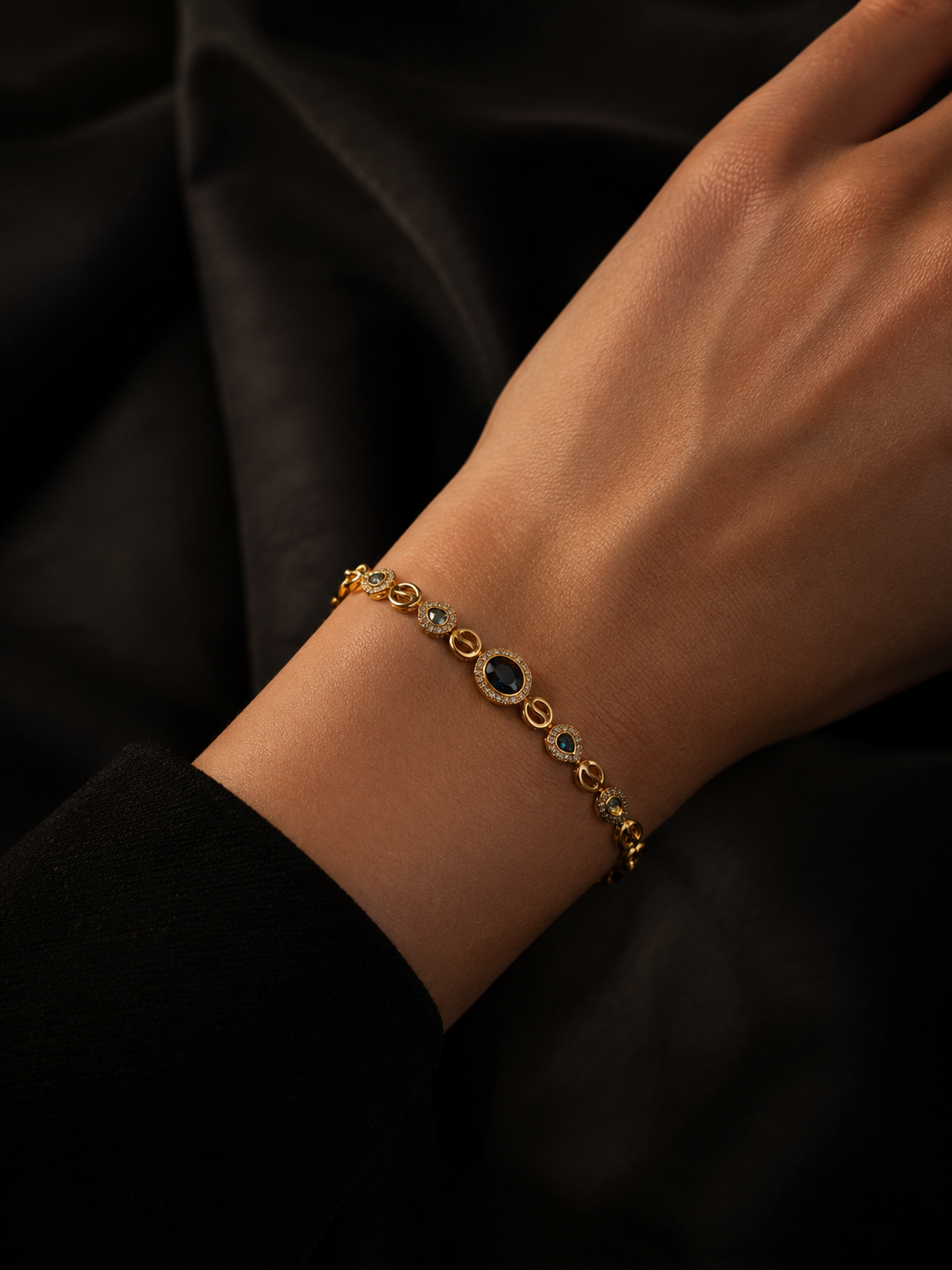 Blue Stone "Azure Royale" Iced 14K Gold Filled Bracelet