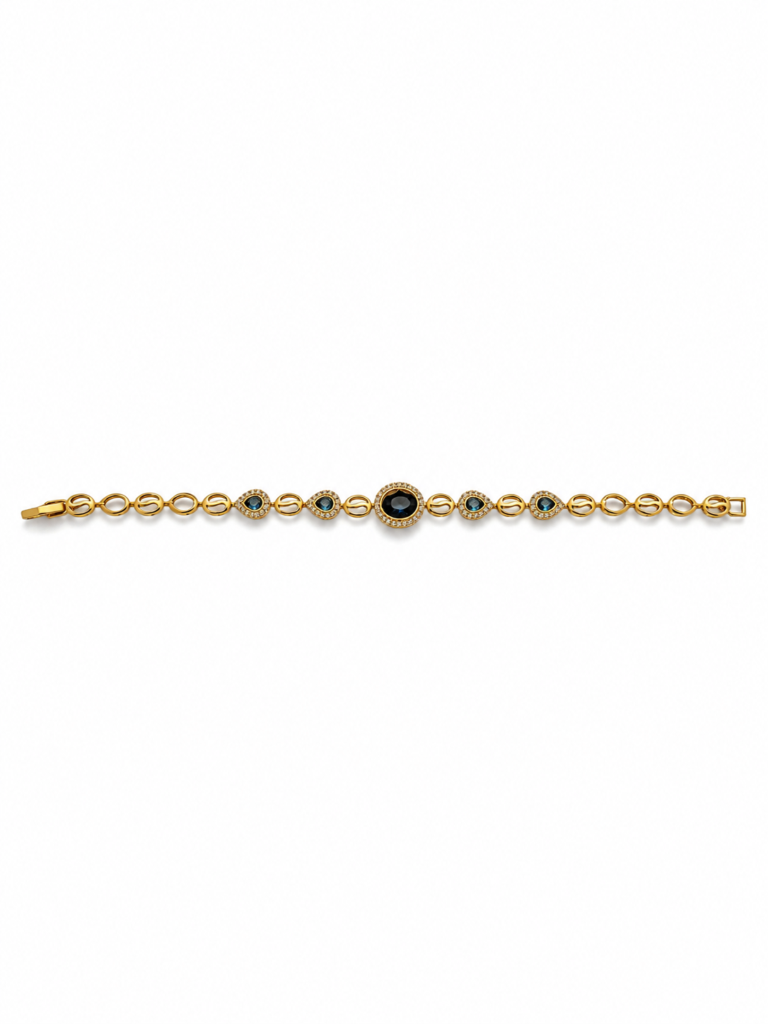 Blue Stone "Azure Royale" Iced 14K Gold Filled Bracelet