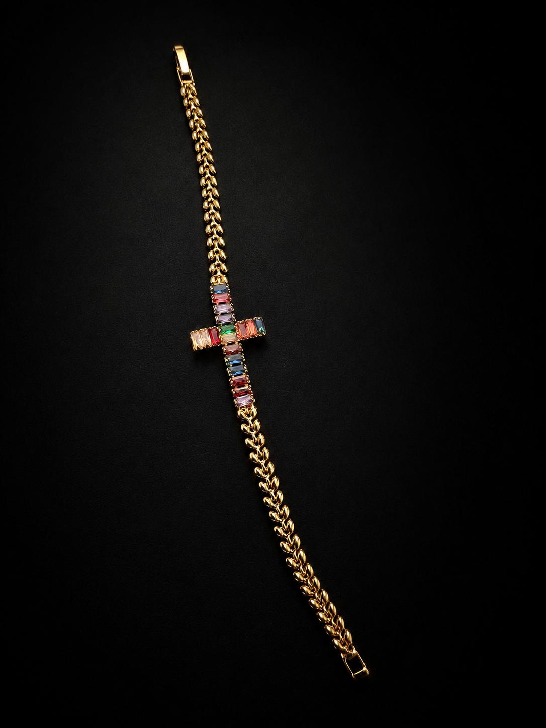 "The Celestia" CZ Cross Stone 14K Gold Filled Bracelet