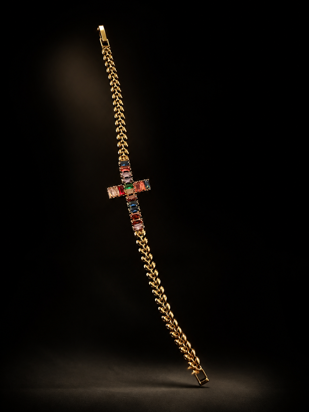 "The Celestia" CZ Cross Stone 14K Gold Filled Bracelet