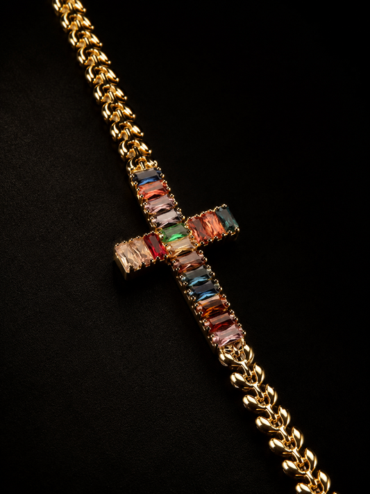 "The Celestia" CZ Cross Stone 14K Gold Filled Bracelet