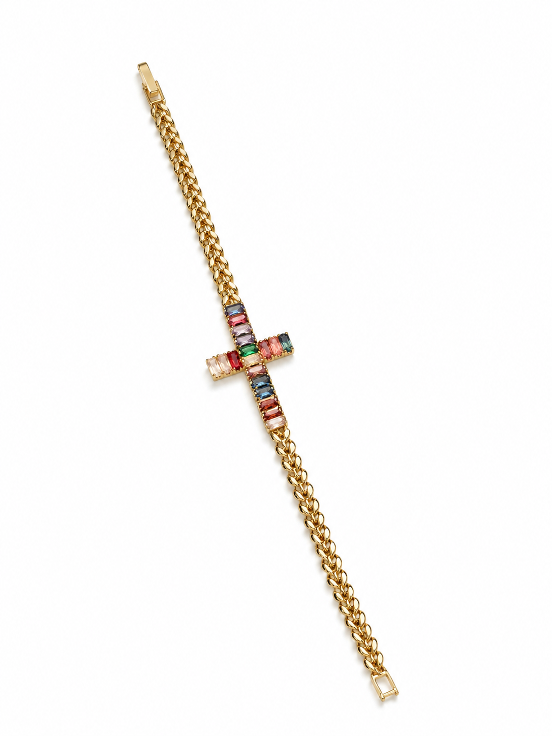 "The Celestia" CZ Cross Stone 14K Gold Filled Bracelet