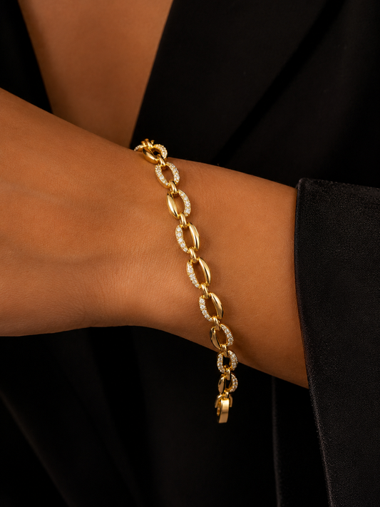 "The Opaline" Shell Link 14K Gold Filled Bracelet