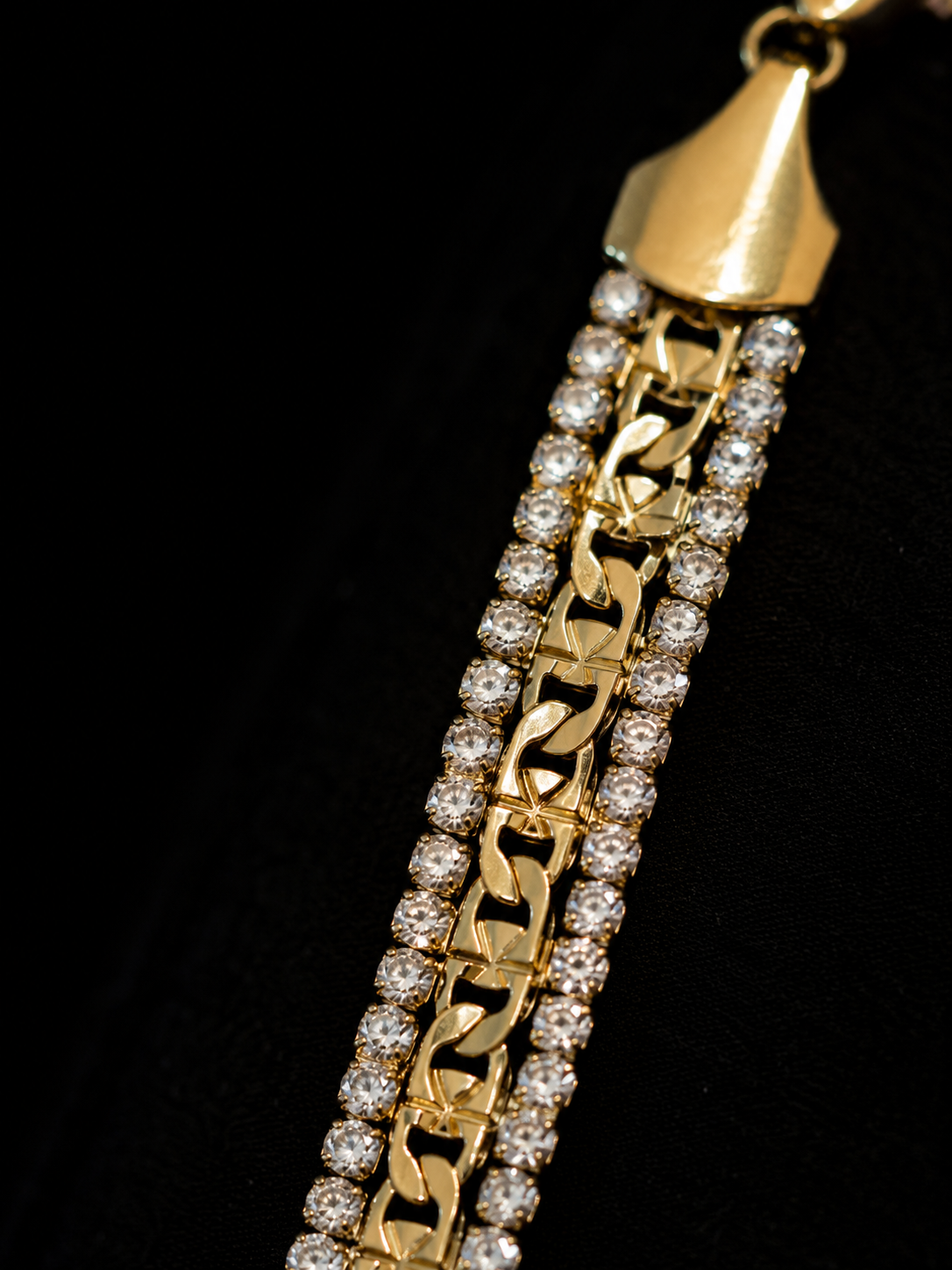 "The Royale Duo  Double" Tennis Cuban 14K Gold Filled Bracelet