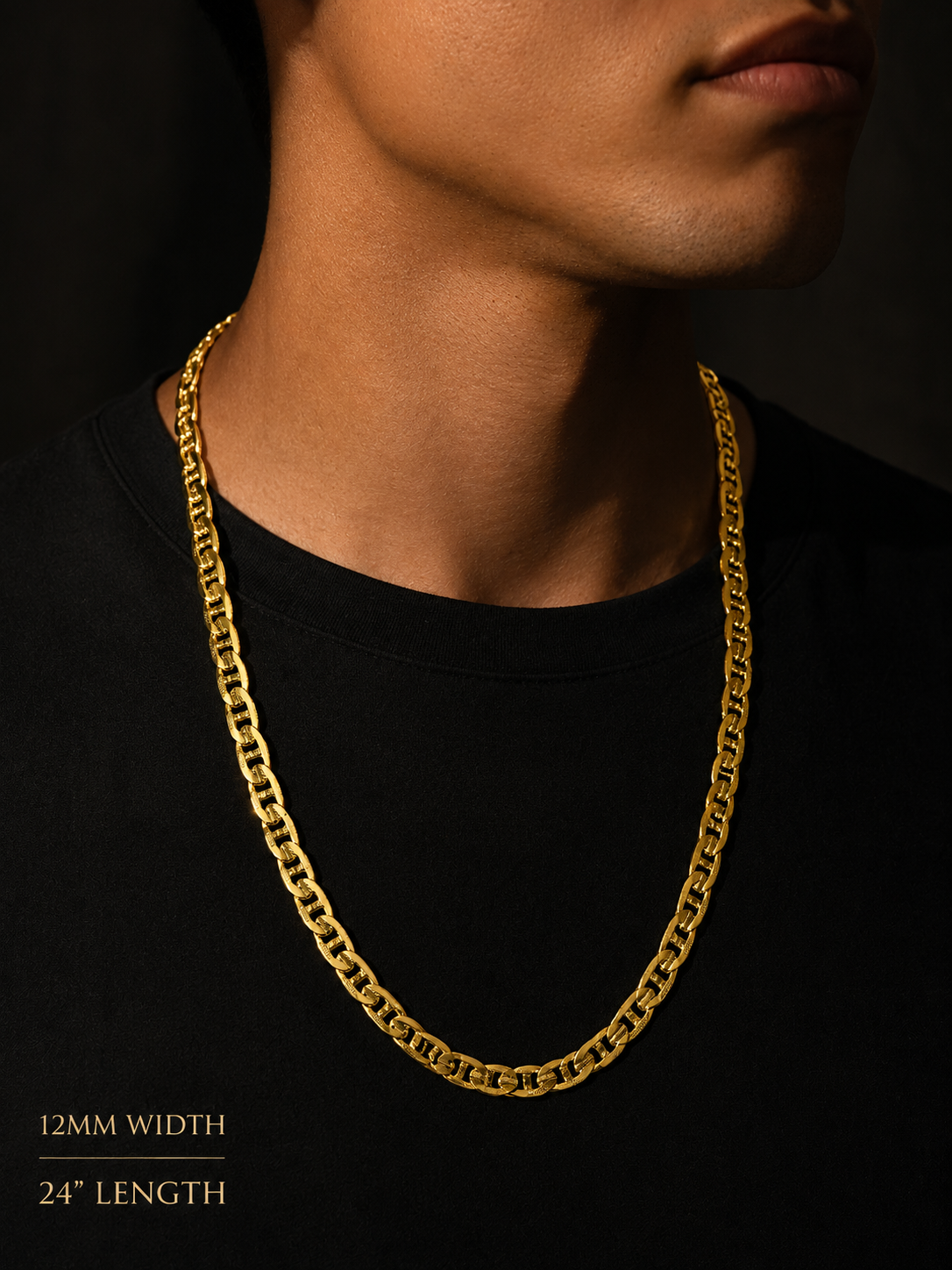 “The Sovereign” 12mm Mariner Link 24” 14K Gold Filled Chain